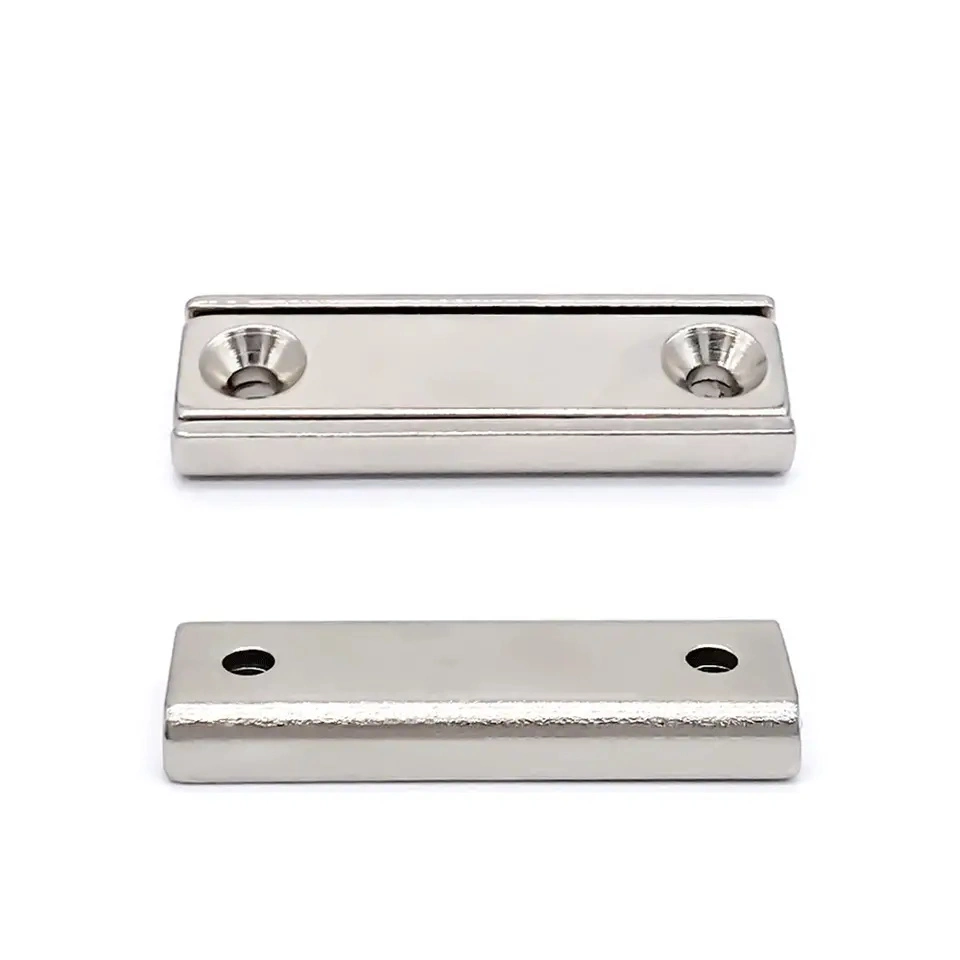 Countersunk Neodymium Magnet Block NdFeB Magnet Super Strong Rectangular Magnetic Materials Ni Coated for Machine